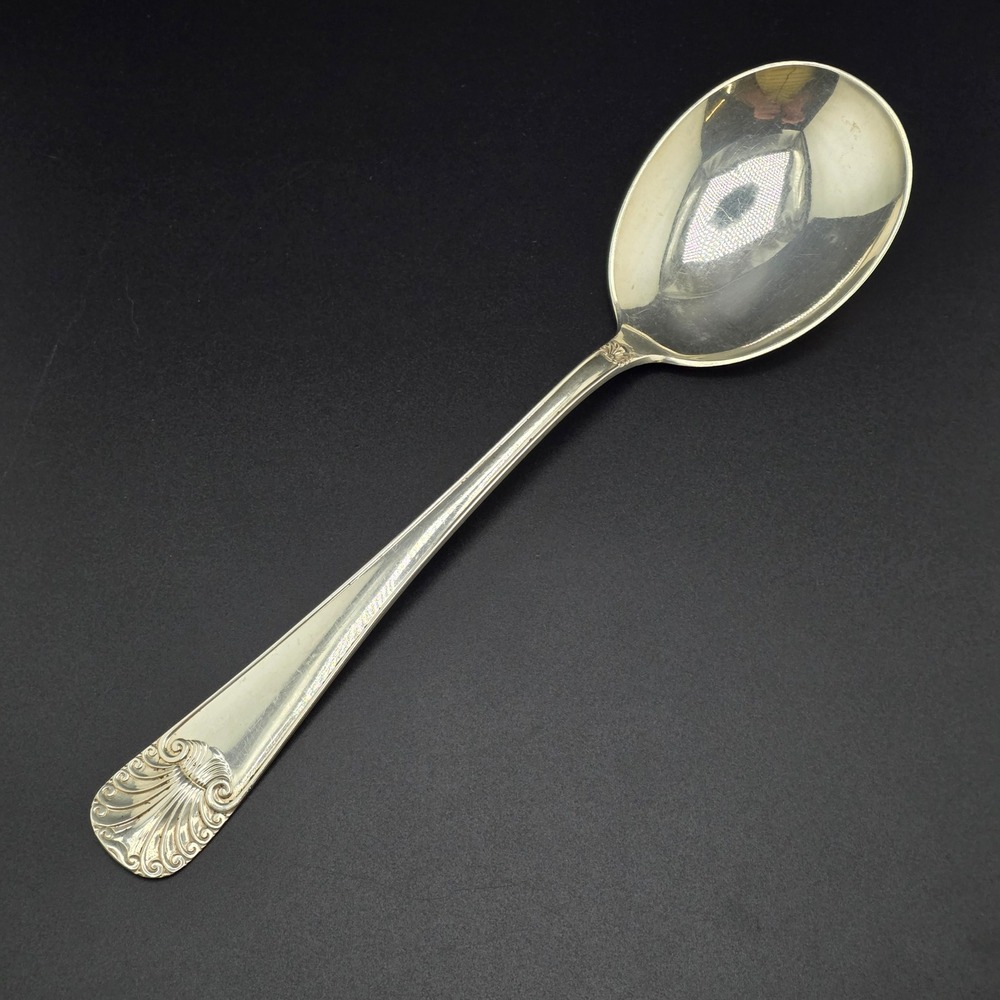 Vintage Norwegian 830 Silver Shell Pattern Serving Spoon 8.25" 2.535 ozt